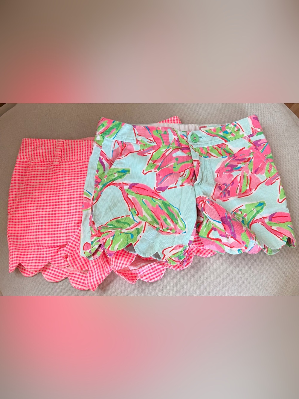 Lily Pulitzer  Scallop Hem Women's Shorts bundle of 2 100% cotton